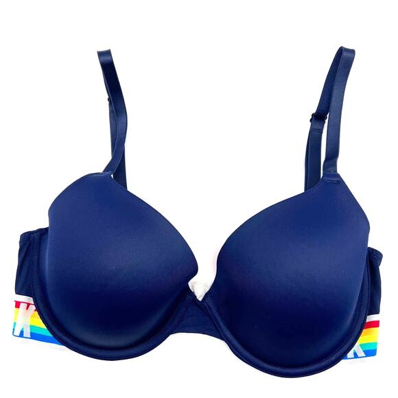 PINK Victoria's Secret Wear Everywhere T-Shirt Bra‎ Rainbow Women's 34D - Picture 1 of 8